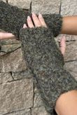 Boucle Fingerless Gloves Khaki Melange